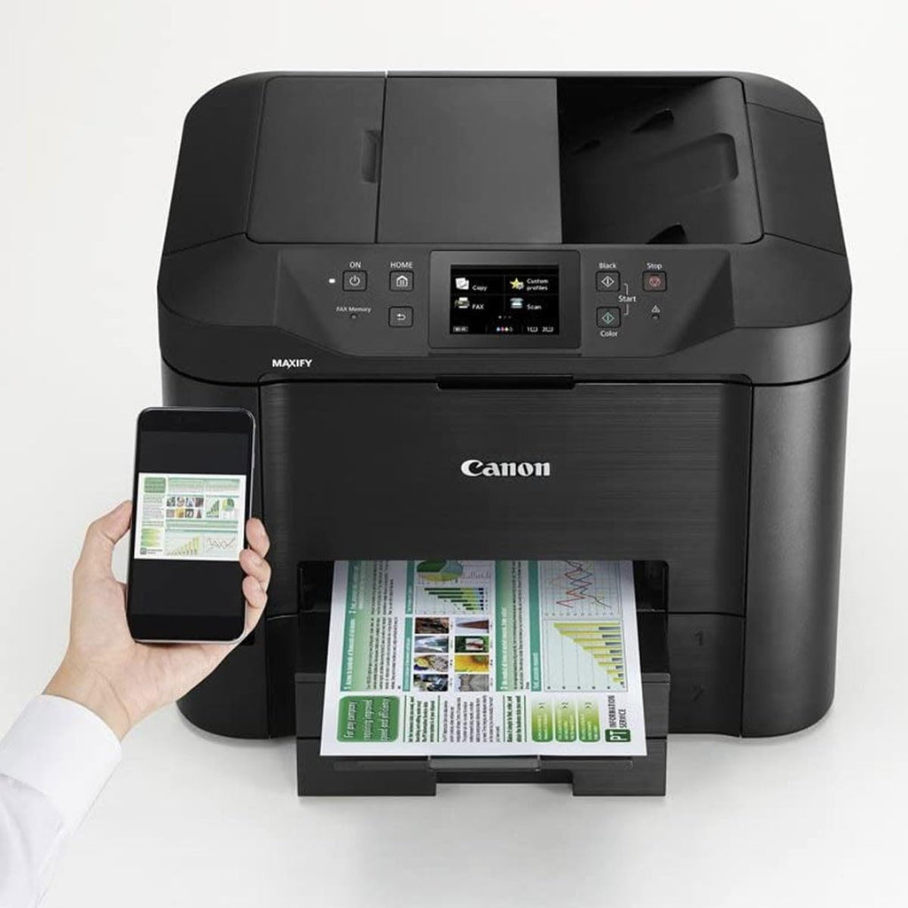 Canon MAXIFY MB5450 Tintenstrahldrucker 4-in-1 Multifunktionsgerät DIN A4 (Drucker, Scanner, Kopierer, Fax, Duplex-ADF, 600x1200 DPI, WLAN, 24/15,5 ISO-Seiten/Min., Duplexdruck, 500-Blatt-Kassette)