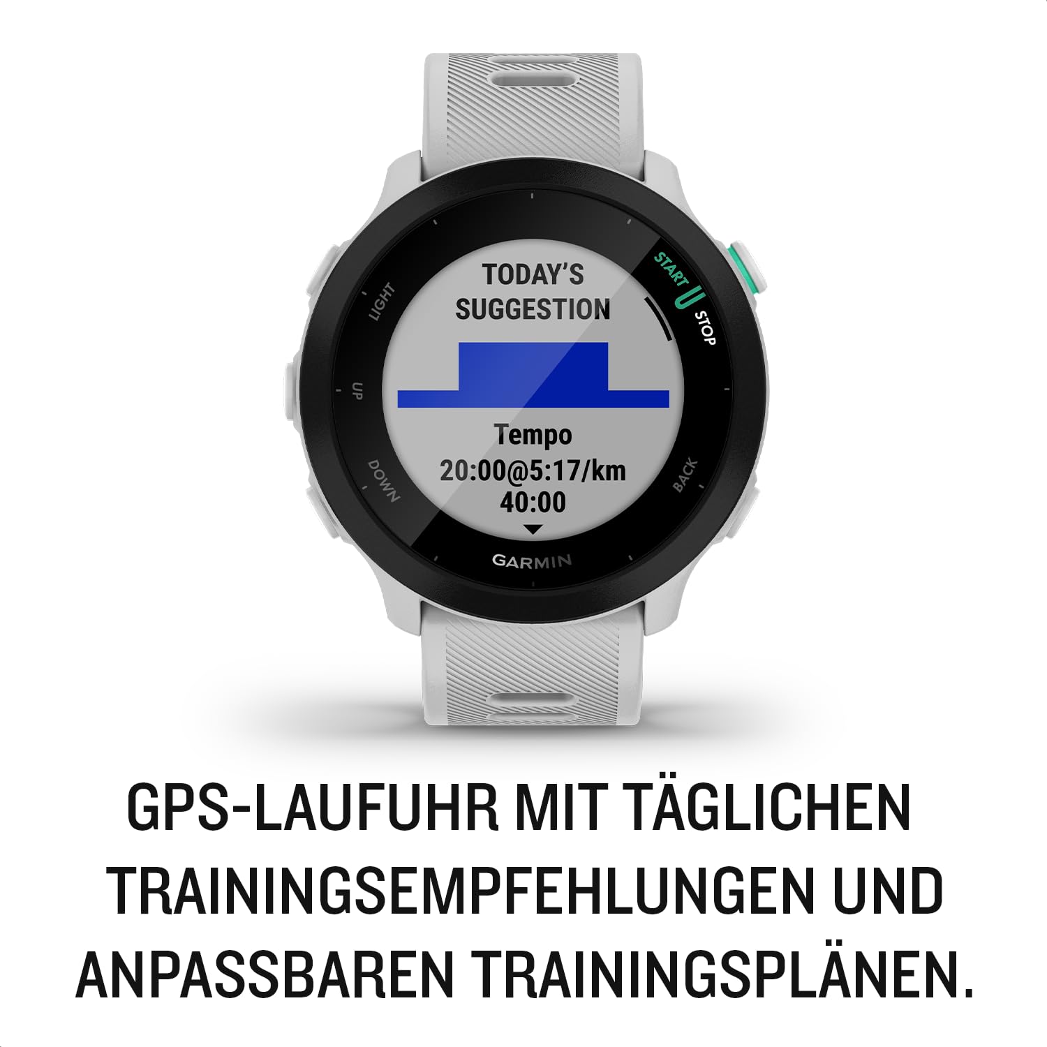 Garmin Forerunner 55 – GPS-Laufuhr mit 1,04“ Always-On-Farbdisplay, täglichen Trainingsempfehlungen, Laufzeitprognose, 15+ Sport-Apps, bis zu 14 Tagen Akkulaufzeit