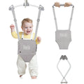 FUNLIO 2-in-1 Baby-Türspringer mit Türklemme und Laufgurt für 6-24 Monate. Stabiler Sprungmechanismus mit verstellbarem Gurt, einfach zu montieren und zu verstauen - Grau