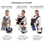 vrbabies Babytrage für Neugeborene ab Geburt,Ergonomische,mit Verstellbarer Gürtel,Baby Bauchtrage Rückentrage,Leicht＆Atmungsaktiv-4-15kg(Schwarz - mit Gürtel)