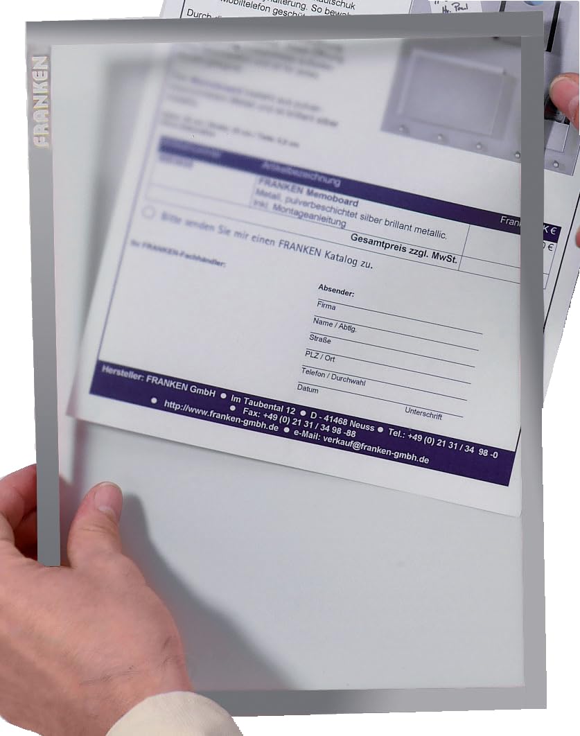 FRANKEN Dokumentenhalter Frame It X-tra!Line, DIN A4, magnetisch, 5 Stück, grau, ITSA4M/5 12