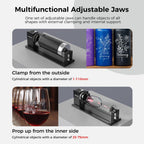 Creality Offizielles Rotary Kit Pro, Laser Rotary Roller 3 in 1 Multifunktions Gravur Zubehör für Lasergravur, Backenfutter Rotary zum Gravieren zylindrischer Objekte, Weinglas, Baseballschläger, Ring
