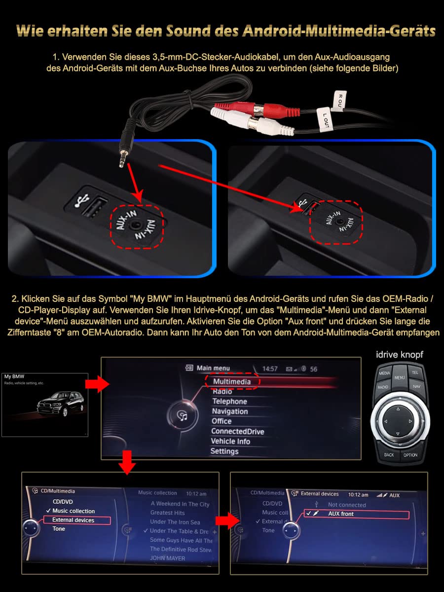10.25" Android 14 8-Kern 4GB RAM+64GB ROM Autoradio GPS Navi für BMW X1 E84 (2009-2015) CIC Unterstützt Kabellos CarPlay IPS Touch Screen iDrive OEM Radio Bluetooth DAB+ Android Auto WiFi TPMS Can-Bus