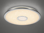 Trio Leuchten LED Deckenleuchte Osaka 678713006, Chrom, Acryl weiß mit Star Light Effekt, 30 Watt, Fernbedienung Helligkeit und Lichtfarbe einstellbar, Nachtlicht Funktion