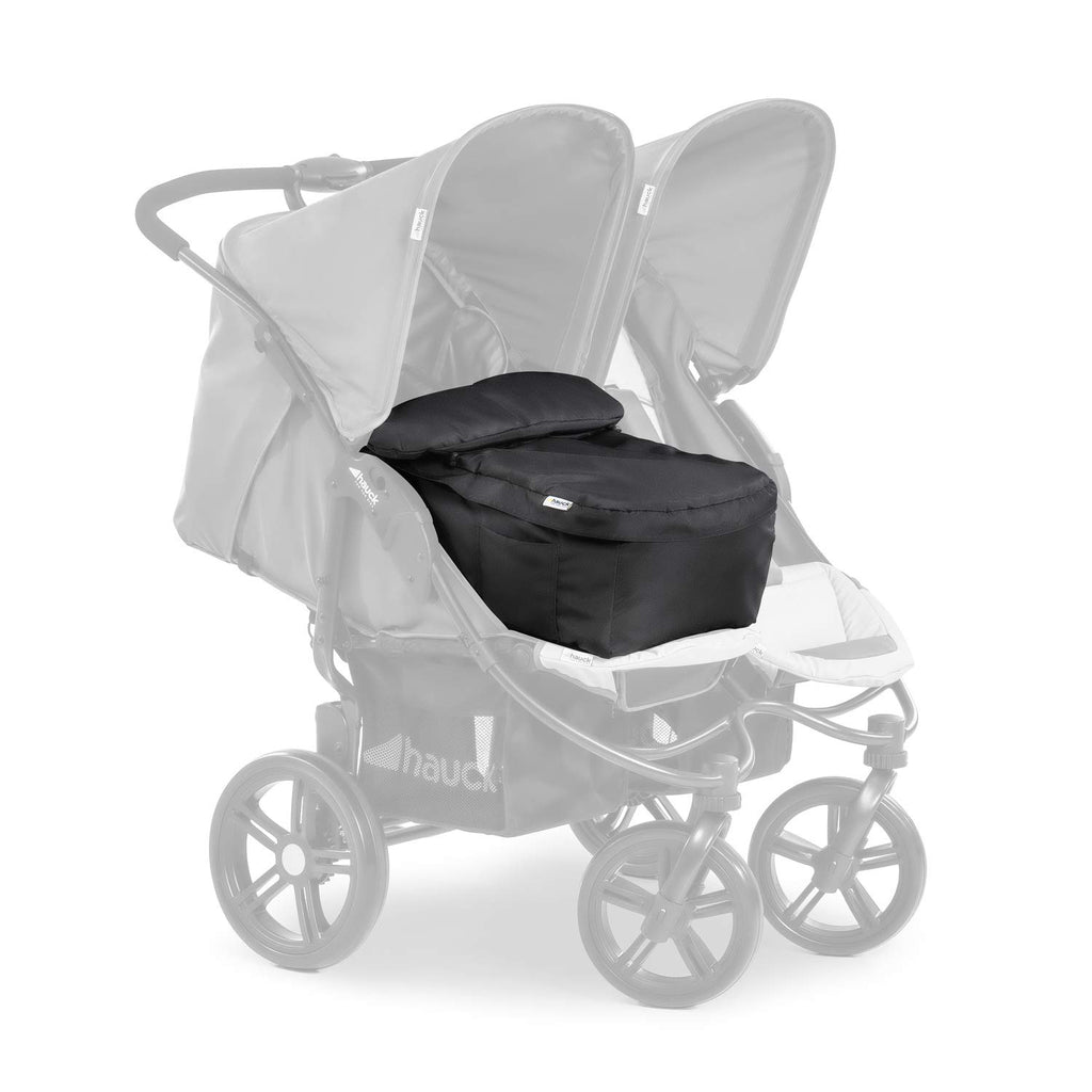 hauck 2in1 Soft Tragetasche & Fußsack für Buggy und Geschwisterwagen, für Babys ab Geburt bis 9 Monaten, Fixierbar mit 5-Punkt-Gurt, Robust & Pflegeleicht (Schwarz)