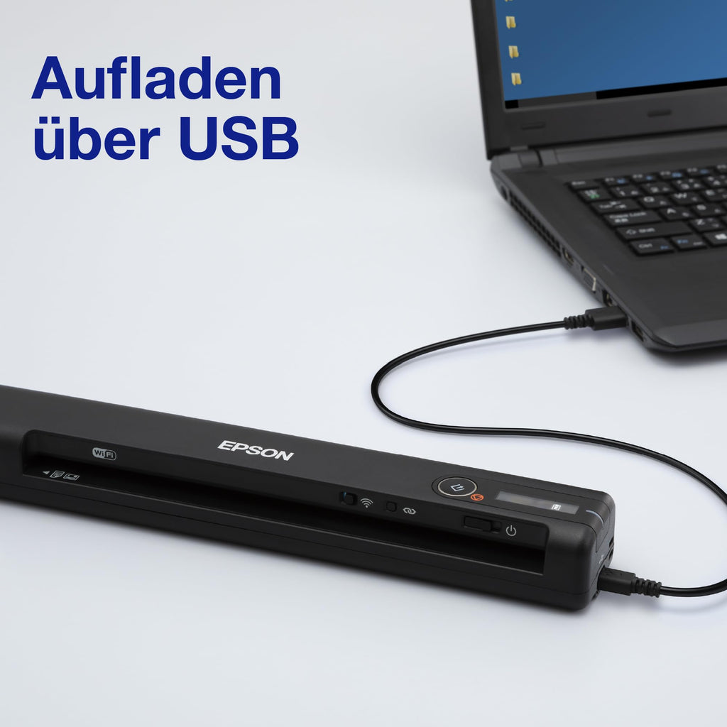 Epson WorkForce ES-60W mobiler Dokumentenscanner (Scanner, DIN A4, integrierter Akki, 600dpi, WiFi, USB 2.0)
