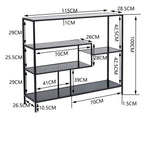 Kare Design Regal Loft, Schwarz, Stahl, Glas Fachböden, mit 5 Fachböden, schmal, freistehend, Wohnzimmer, Schlafzimmer, Flur, 100x115x30 cm (H/B/T)