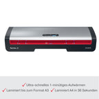GBC 250HS Office A3 Laminiergerät - High Speed Laminieren, schnelle Aufwärmzeit von 1 Min, 75-125 Mikron, Anti-Stau, Auto-Abschaltung, inkl. 5x A4-Laminierfolien, Schwarz/Rot, 4410071EU
