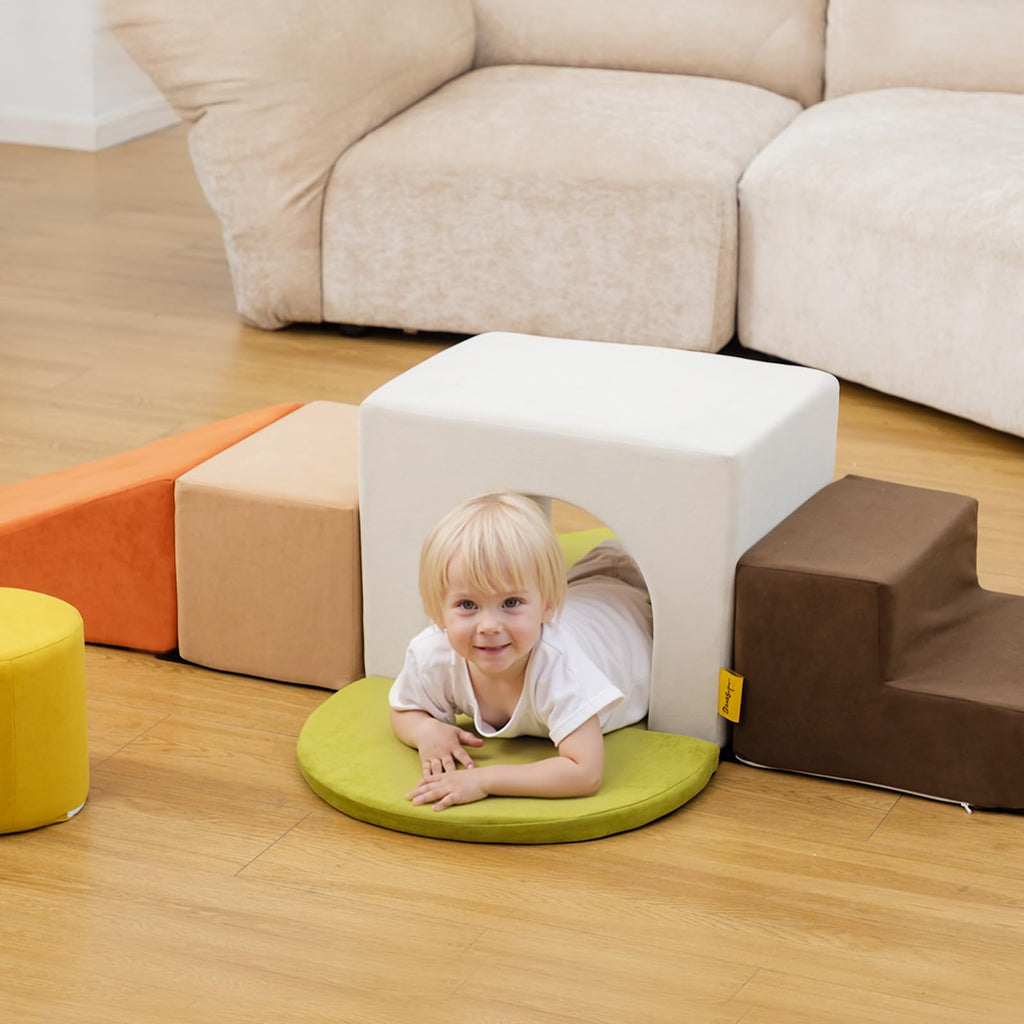 BanaSuper Schaumstoff-Kletterblöcke für Kinder, Schaumstoff Bausteine XXL, EN71-zertifiziert & rutschfest, Kinder Montessori Spielzeug, Waschbare Hülle für Indoor-Spaß, Baby Soft Playset(Bunt)