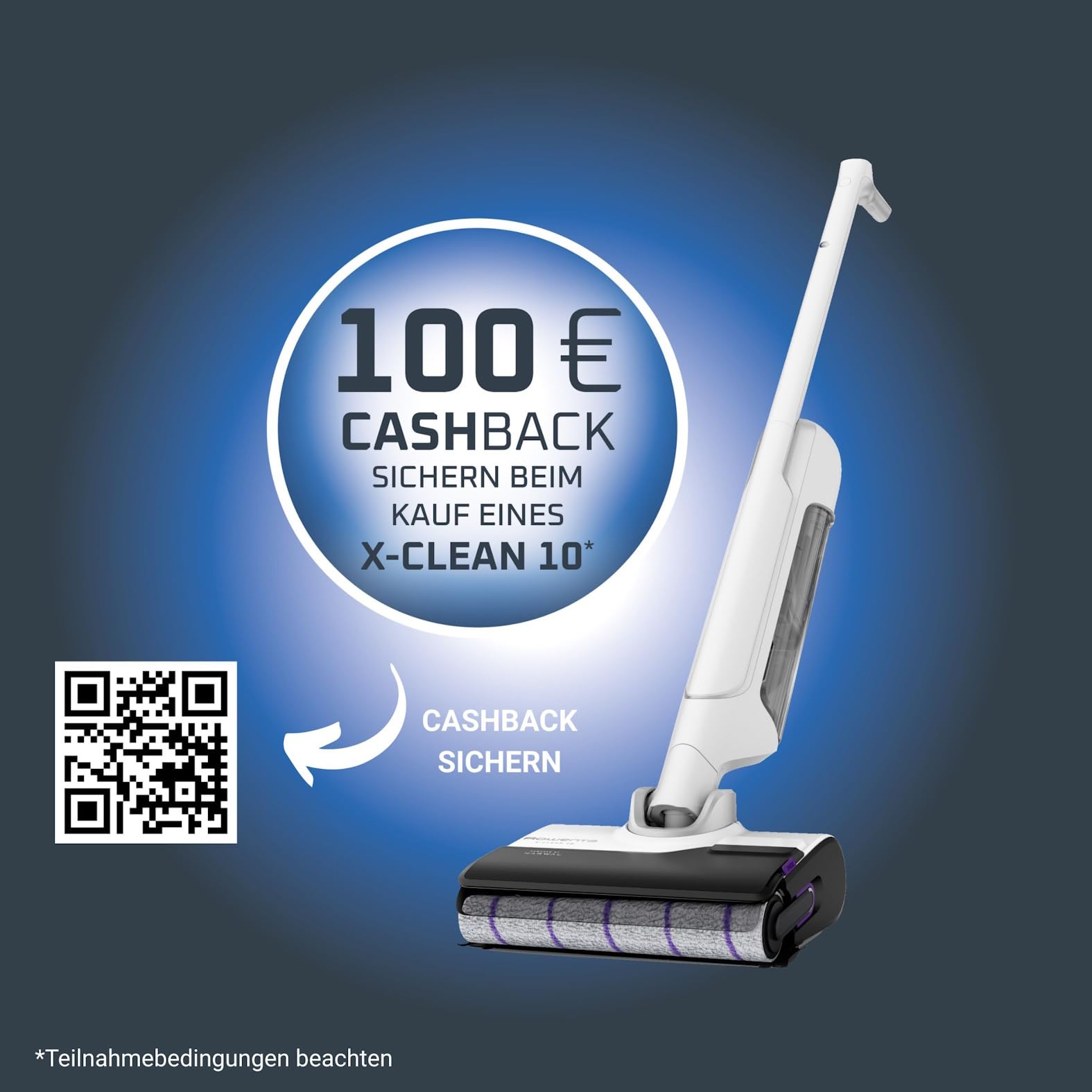 Rowenta X-Clean 10, kabelloser Akku-Nass-Trockensauger, Saugwischer selbstreinigend und -trocknend, Nasssauger Ultraleicht: nur 0,8 kg in der Hand, Waschsauger mit 60 min Laufzeit, weiß, GZ7540WO