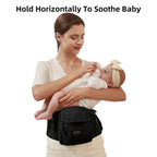 SUNVENO Babytrage Ergonomisch，Baby Carrier mit Abnehmbarer Kapuze, Hüftsitz baby mit Speicheltuch, 3in1 Babybauchtragen für Baby 3-36 Monate, Babyrückentragen 0-20Kg (Schwarz)