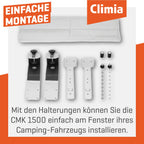 Climia CMK 1500 Note "Gut" auf Vergleich org-Klimaanlage für Wohnwagen bis 15 qm, Split Klimaanlage für Wohnmobil Camping. 5000 BTU/h, Klimagerät zum Entfeuchten, Energieeffiziensklasse A