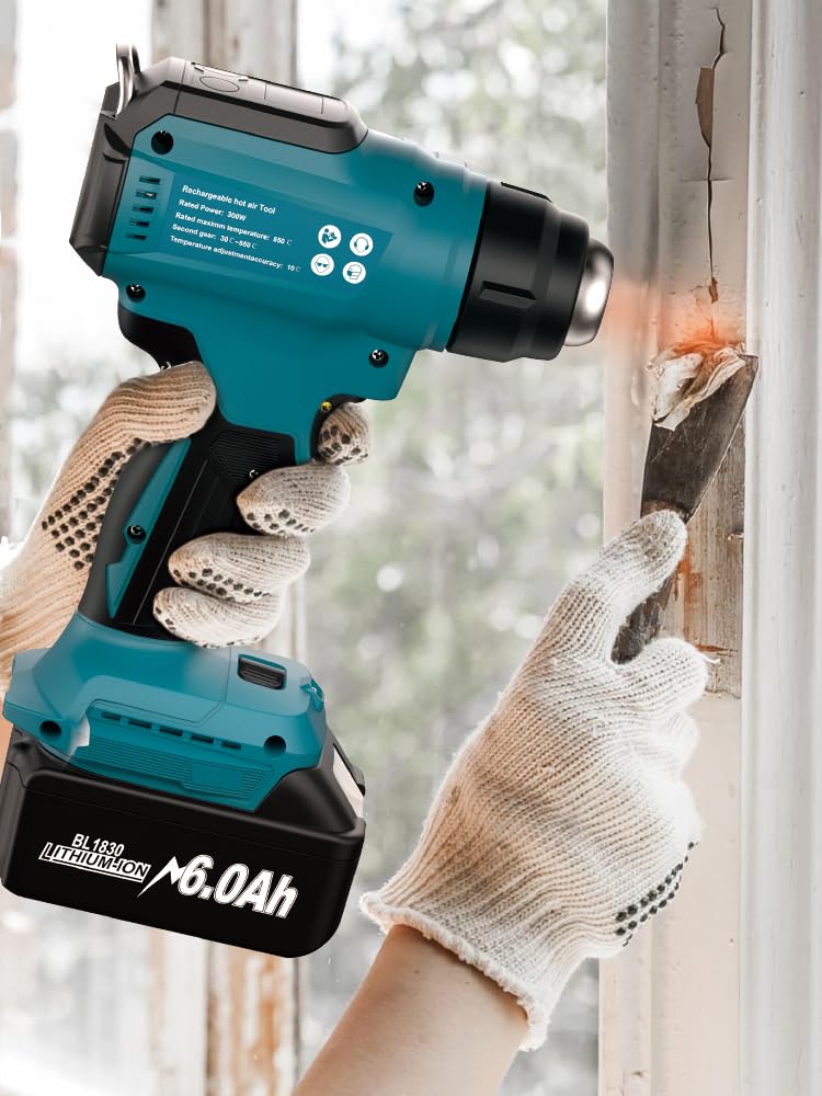 Kabellose Heißluftpistole für Makita 18V Akku (ohne Akku) Heißluftpistole zum Schweißen, Rohrbiegen, Farbentfernung, Heißluftpistole mit 4 Düsen.