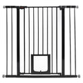 UBRAVOO Babygitter für Türen und Treppen,Druckmontage, kein Bohren,automatisch schließendes Metalltür-Sicherheitsgitter für Kinder&Haustiere, Mit Wandschutz und Verlängerungen (Schwarz-D, 76-104cm)