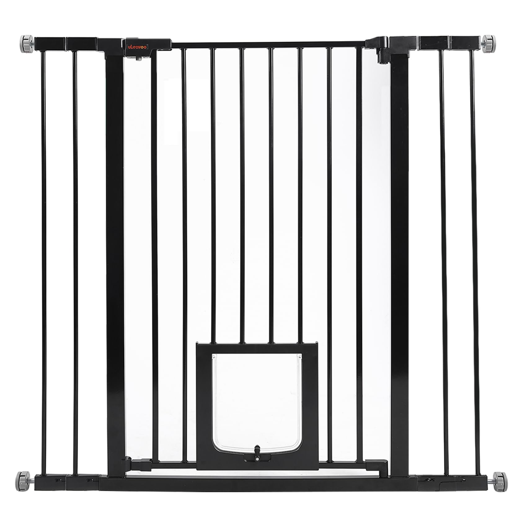 UBRAVOO Babygitter für Türen und Treppen,Druckmontage, kein Bohren,automatisch schließendes Metalltür-Sicherheitsgitter für Kinder&Haustiere, Mit Wandschutz und Verlängerungen (Schwarz-D, 76-104cm)