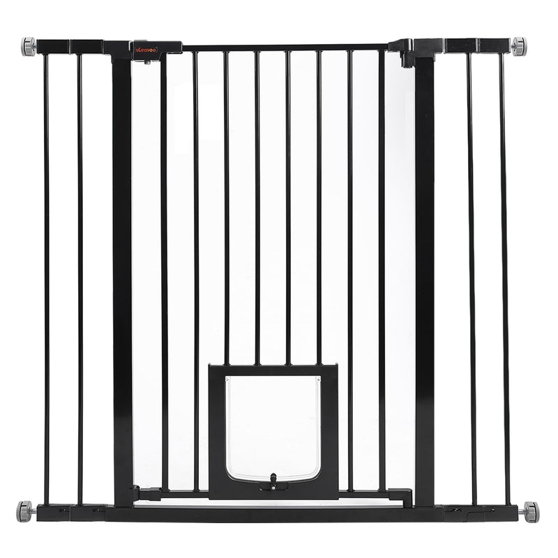 UBRAVOO Babygitter für Türen und Treppen,Druckmontage, kein Bohren,automatisch schließendes Metalltür-Sicherheitsgitter für Kinder&Haustiere, Mit Wandschutz und Verlängerungen (Schwarz-D, 76-104cm)