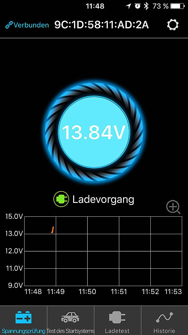 Lescars Autobatterieüberwachung: Kfz-Batterie-Wächter mit Bluetooth und App, für 12-Volt-Batterien (Batterieüberwachung Bluetooth, Batteriewächter Test, 12V Zigarettenanzünder)