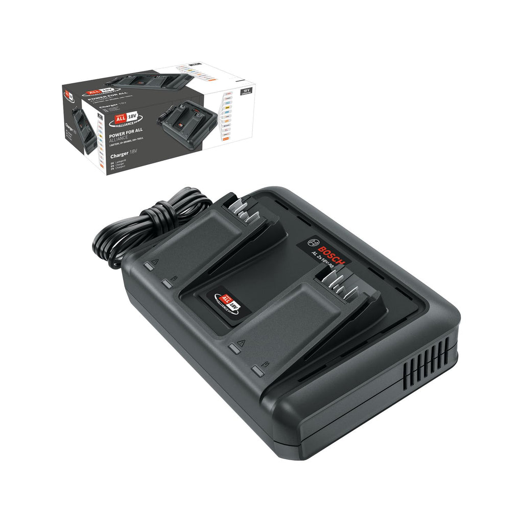 Bosch Ladegerät AL 2x18V-88 (18V, 2x 4,4A; gleichzeitiges Laden von 2x 18V Akkus; 18V POWER FOR ALL ALLIANCE)