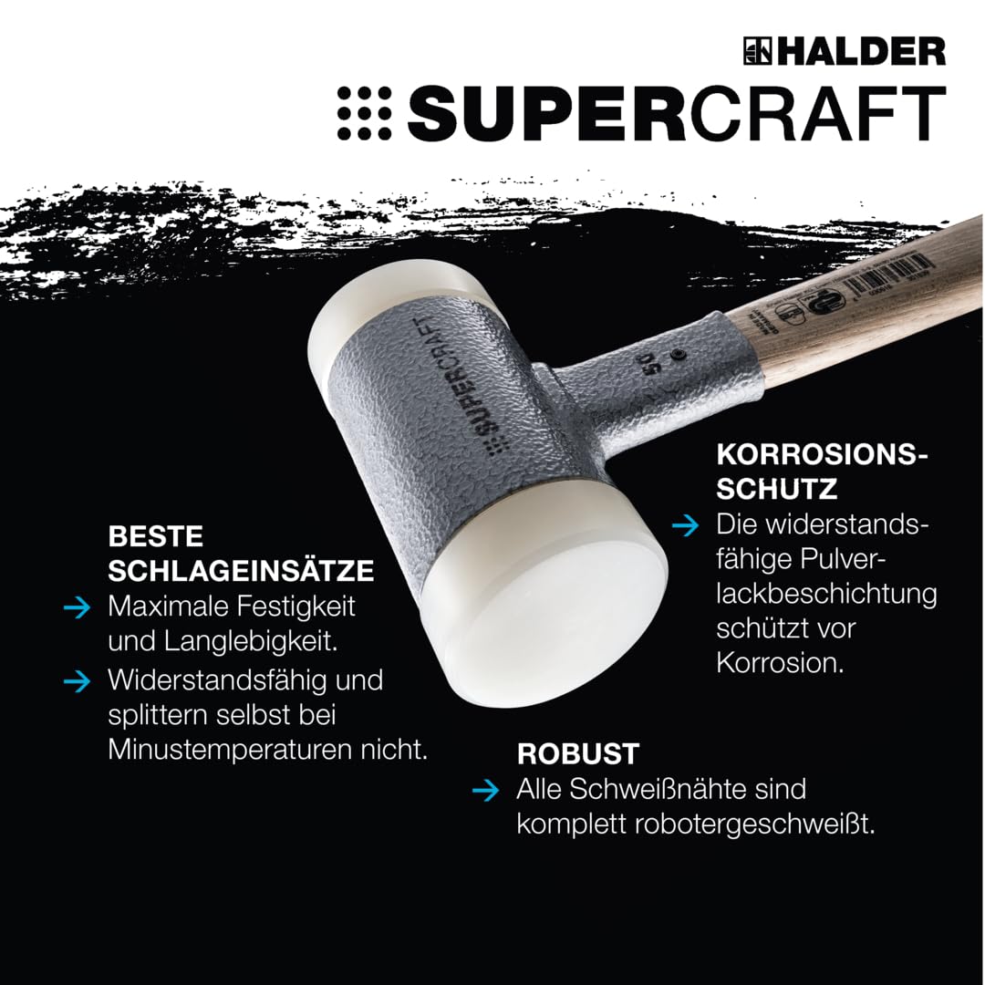 SUPERCRAFT-Schonhammer, mit bruchsicherem Stahlrohrstiel und ergonomisch geformtem, rutschsicherem Griff | D=70 mm | 3377.070