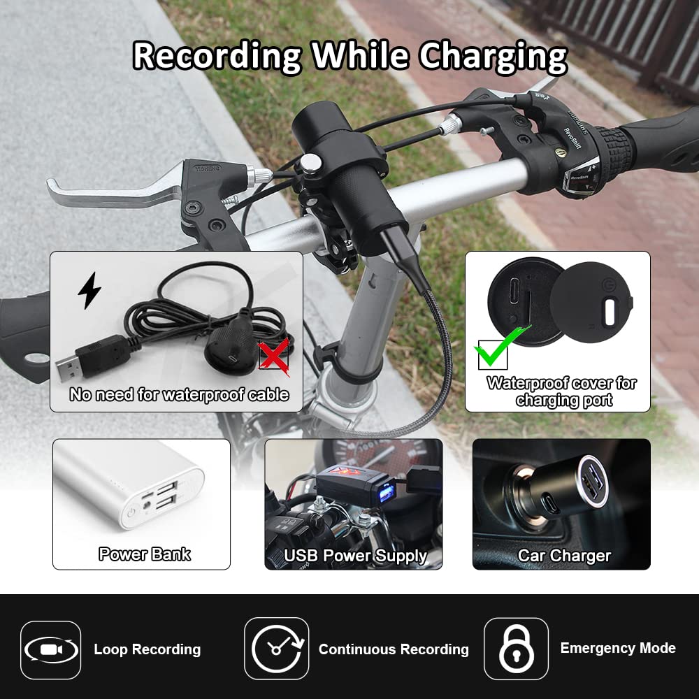 VSYSTO 2K Motorrad Fahrrad Helm Kamera, Tragbare WiFi wasserdichte Motorrad Dash Cam Action Cam, 170° Super Weitwinkel Nachtsicht SONYIMX335 Objektiv, WDR, G-Sensor, Loop Aufnahme (Black-K5X)