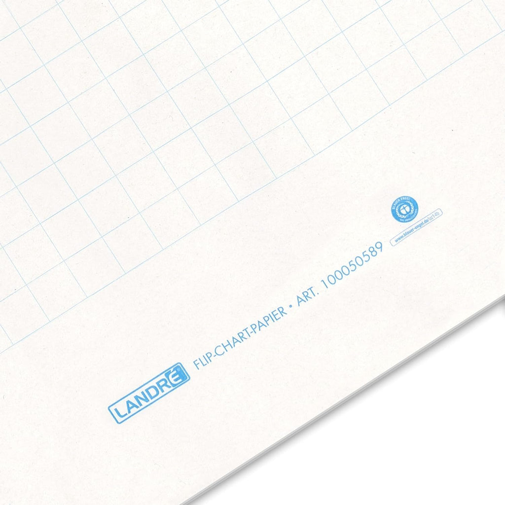 Landré Flipchart-Papier recycling , kariert, mit 20 Blatt je Block, 6 fach Lochung, 5 Stück