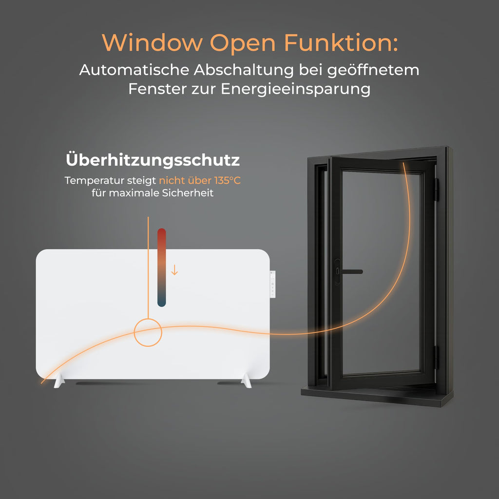 BR Bringer Infrarotheizung 750 Watt mit Smart Thermostat, WIFI & App - für Wandmontage oder als Standgerät für kleinere Räume bis 15m² - sehr Energiesparend - Deutsche Qualitätsmarke (weiß)