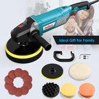 ENEACRO Poliermaschine, 1800W Polierer Variable Geschwindigkeit mit LCD-Anzeige, D-Griff und Seitengriff, 150/180mm Polierteller， ideal zum Schleifen, Polieren und Wachsen von Booten und Autos