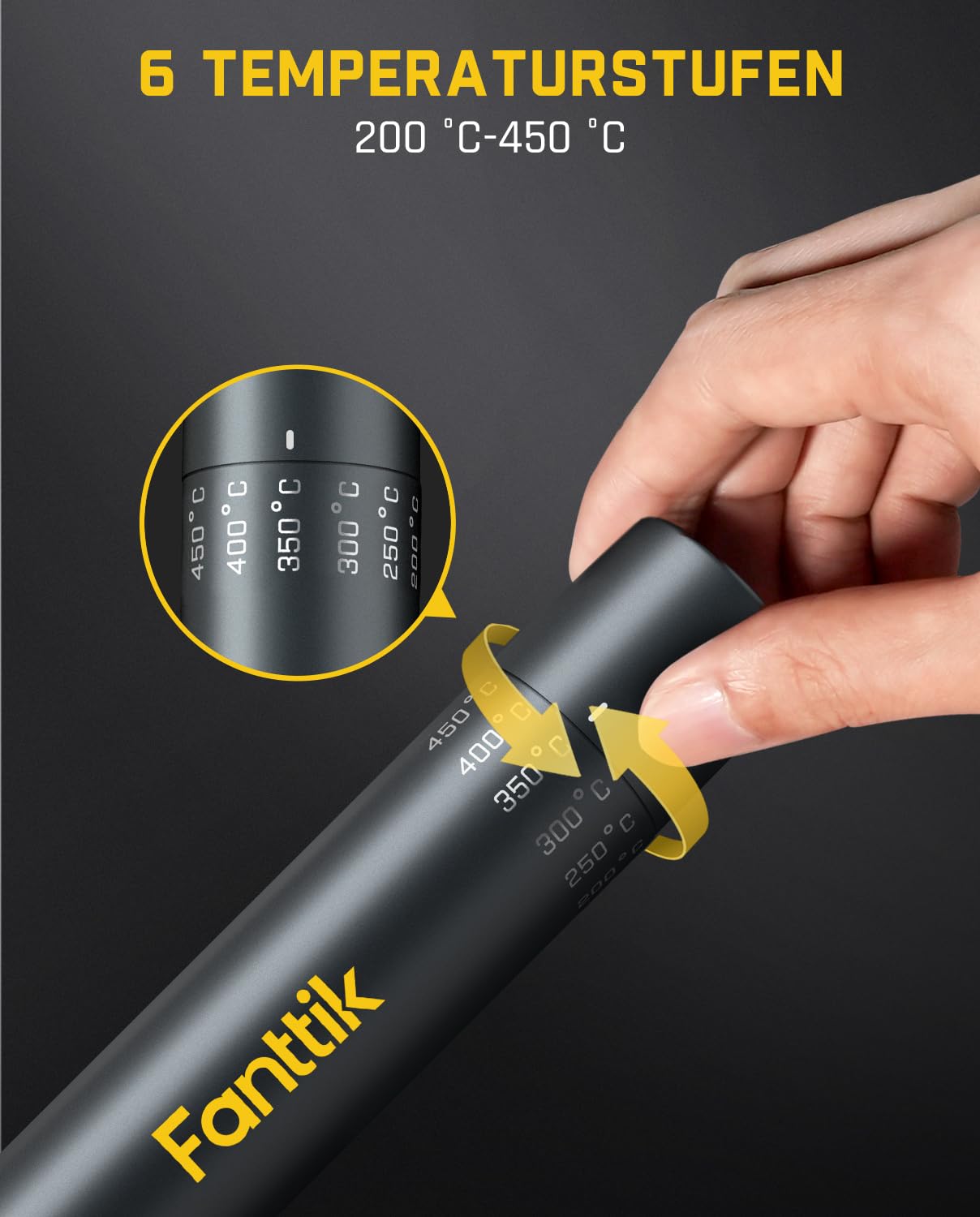 Fanttik T1 Max Präzisions Lötkolben Set, 7 Sek. schnelles Aufheizen，6 Temperatur Einstellbar 200~450 ℃, 4 Lötspitzen (C210), 360° drehbarer Ständer, Lötkolben für Reparaturen