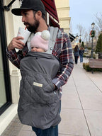 Bebear Winterbezug für Babytrage Warm Universal Hoodie Babytragebezug für alle Jahreszeiten(Grau)