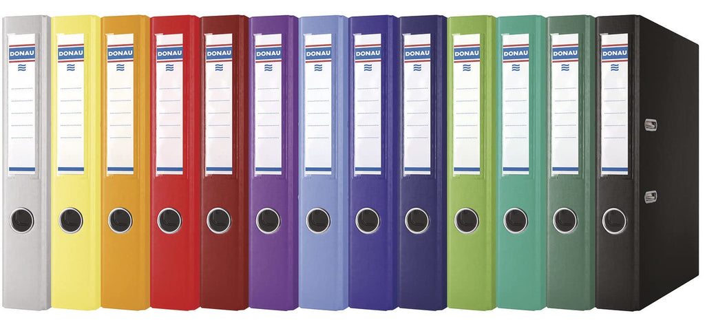 Donau Premium Ordner Breit 10er Pack/DIN A4 / 7,5 cm / 10 Stück/Weiße/Kunststoffbezug PP/Carton Papier Schlitzordner Büroordner Aktenordner Ringordner/Grünen Punkt