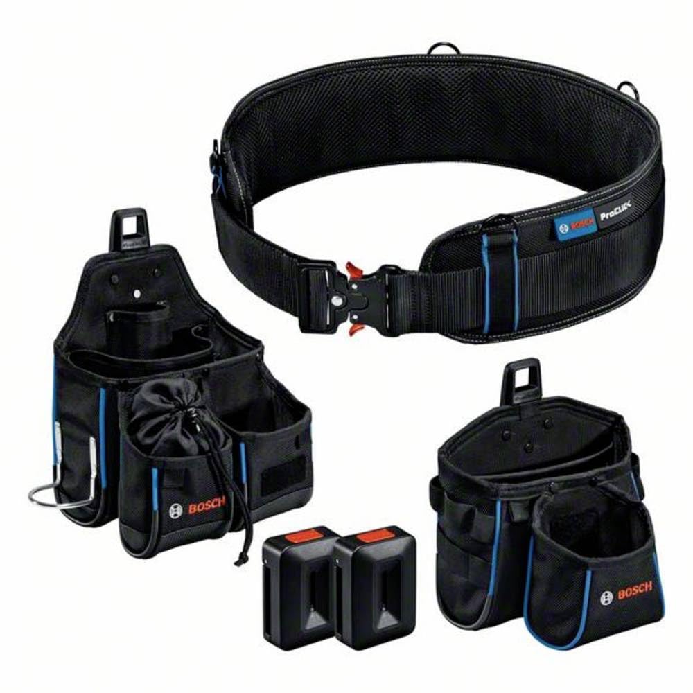 Bosch Professional ProClick Werkzeuggürtel-Set: 1x Gürtel 93 (Größe S/M), 1x Tasche GWT 4, 1x Tasche GWT 2, 2x ProClick Holder