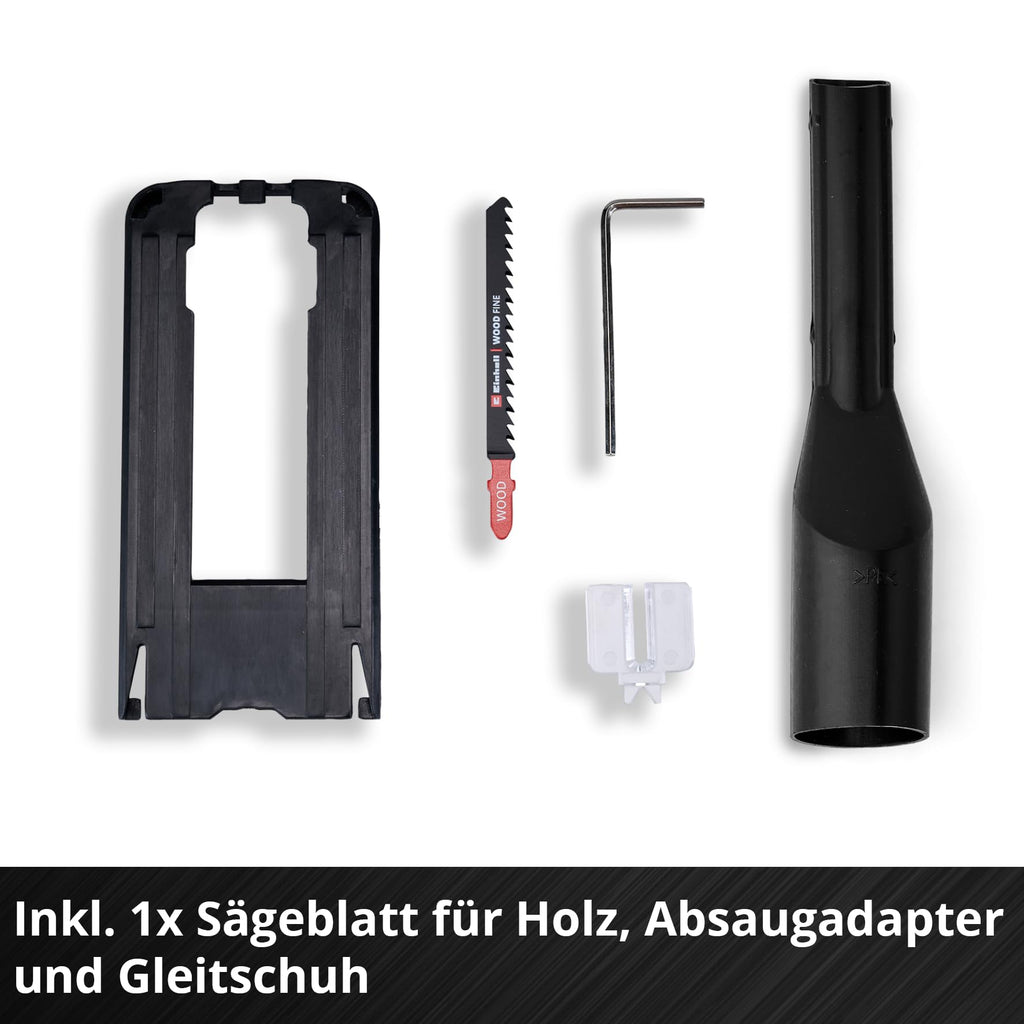 Einhell Akku-Stichsäge TC-JS 18 Li Power X-Change (Li-Ion, 18V, 20 mm Hubhöhe, max. 45° Schrägschnitte, Pendelhubfunktion, werkzeuglose Sägeblattaufnahme, inkl. Sägeblatt, ohne Akku und Ladegerät)