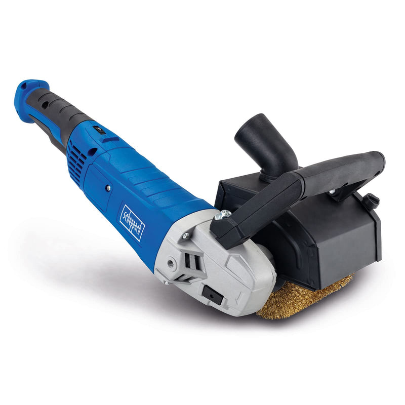 Scheppach Satiniermaschine MRS1300 Schleifmaschine Bürstenschleifer mit Messingdrahtbürste | Softstart | 1300W | 100mm Bürstenbreite mit Ø120mm | variable Drehzahl | Anschluss für Absauganlage