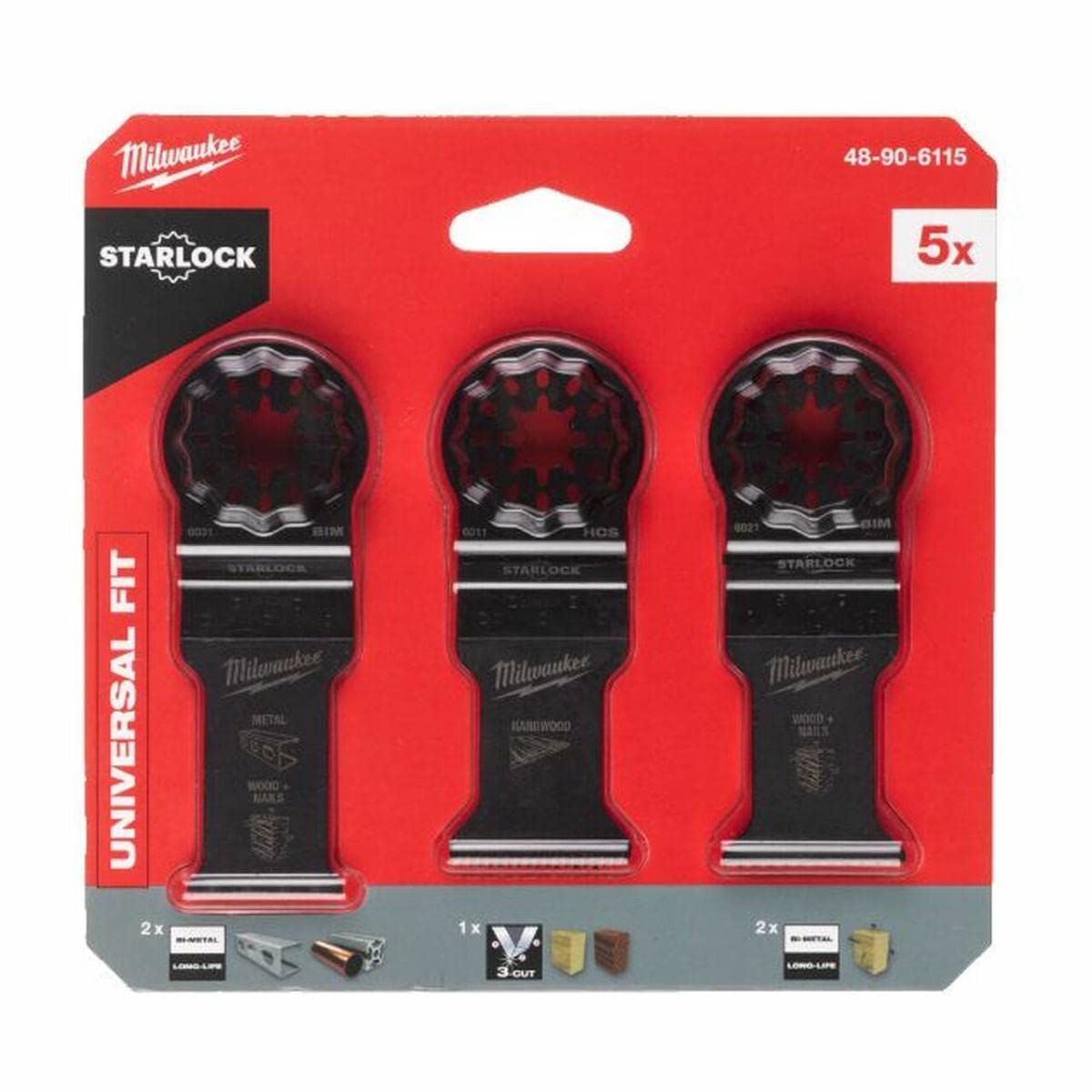 Milwaukee 48906115 MULTITOOL HOLZ- & METALLKLINGEN-ZUBEHÖR-SET X5-TLG
