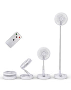 Primevolve 8" Ventilator Faltbarer mit Fernbedienung, 7200mAh Akku USB Standventilator Fan Tragbarer für Outdoor Reise Camping, Tischventilator Leise für Schlafzimmer Büro- Weiß
