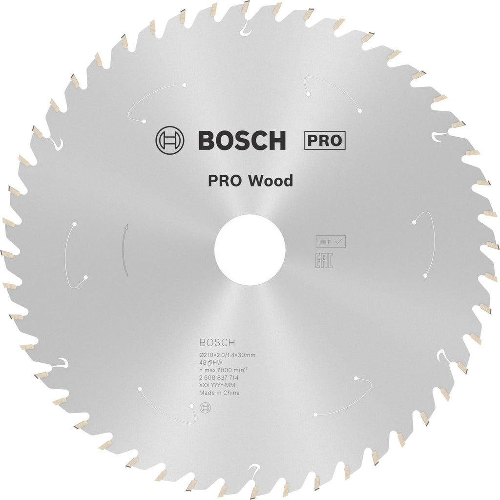 Bosch 1x PRO Wood Kreissägeblätter für Akku-Tischkreissägen (für Weichholz, Hartholz, Ø mm, Professional Zubehör Tischkreissäge)