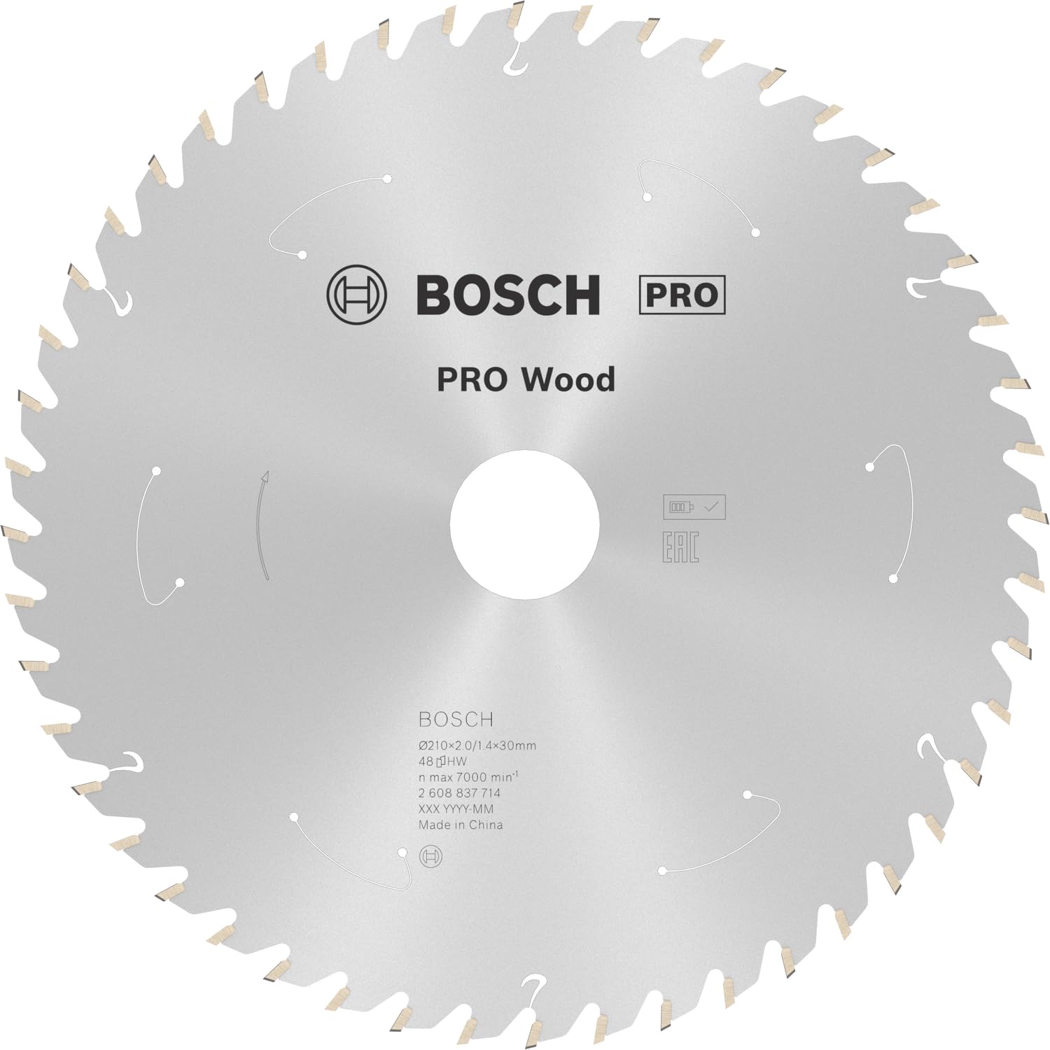 Bosch 1x PRO Wood Kreissägeblätter für Akku-Tischkreissägen (für Weichholz, Hartholz, Ø mm, Professional Zubehör Tischkreissäge)