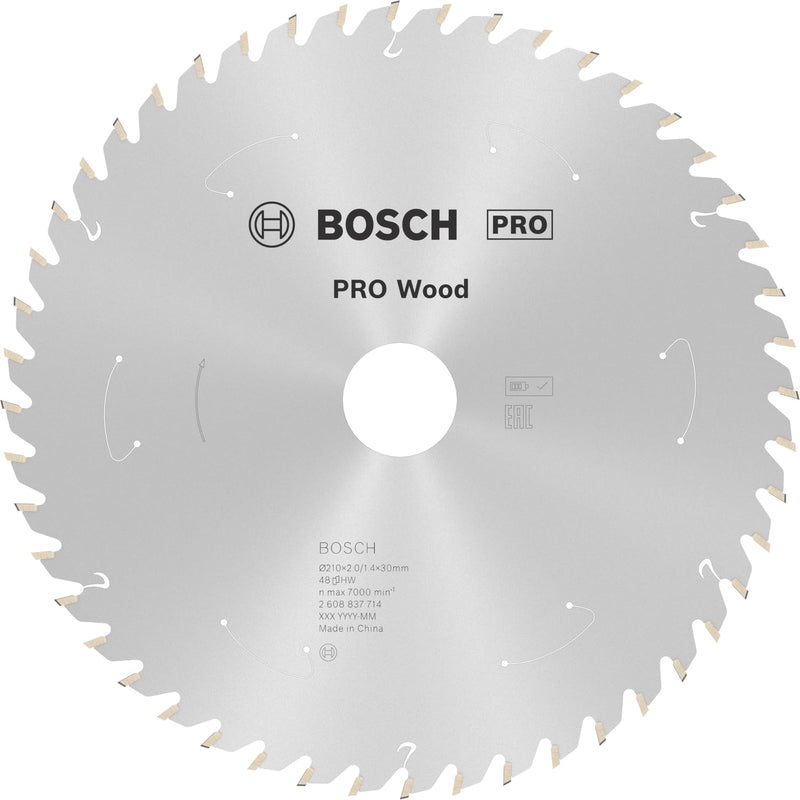 Bosch 1x PRO Wood Kreissägeblätter für Akku-Tischkreissägen (für Weichholz, Hartholz, Ø mm, Professional Zubehör Tischkreissäge)