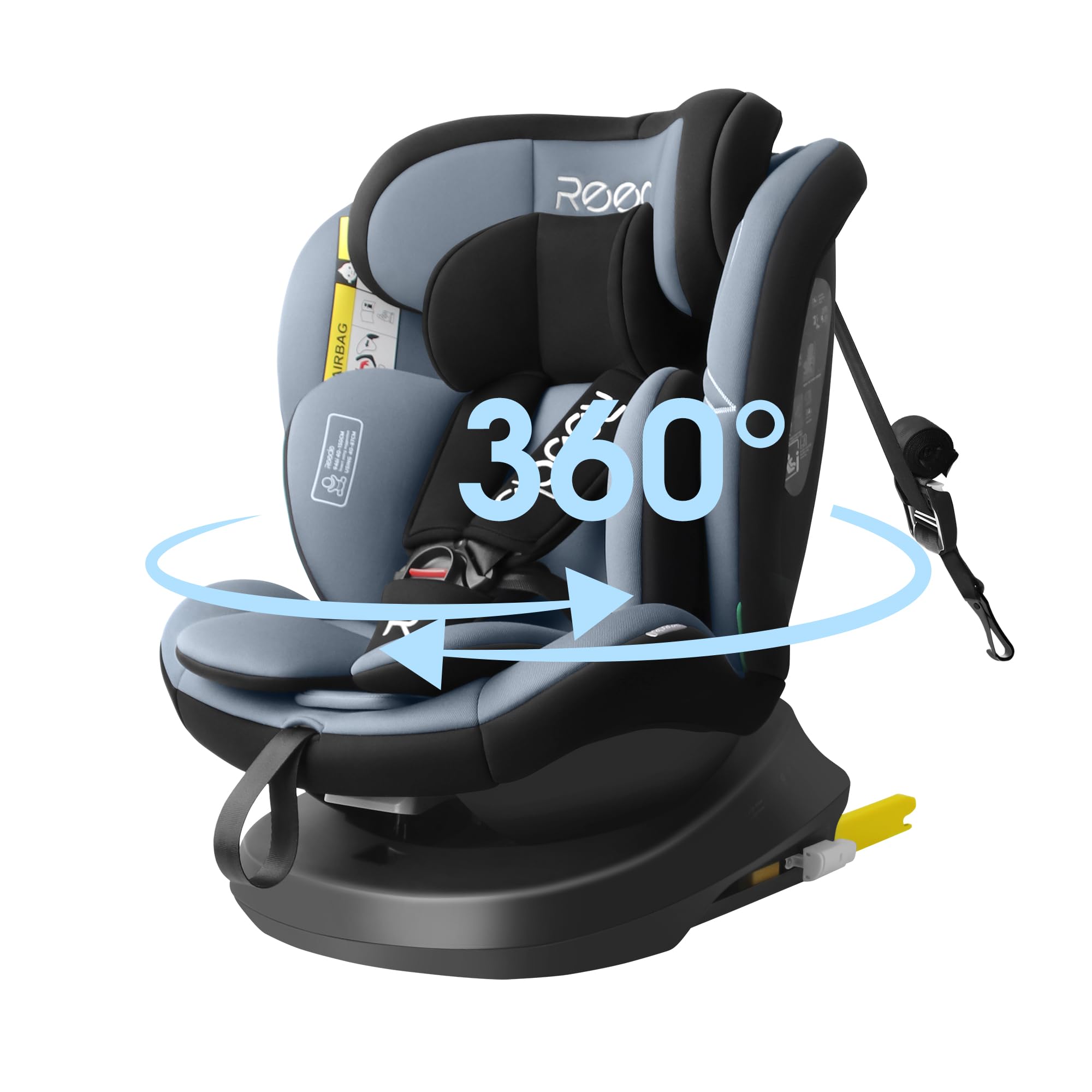 Reecle 360 Drehbar i-Size Kindersitz mit ISOFIX 40-150 cm (0-36 kg) Reboarder, ab Geburt -12 Jahre, ECE R129 (i-Size, Schwarz)
