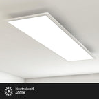 BRILONER - LED Deckenlampe ultraflach, neutralweiße Lichtfarbe, 38 Watt, 4100 Lumen, LED Deckenleuchte, Wohnzimmerlampe, Panel, Küchenlampe, Deckenbeleuchtung, 119,5x29,5x6 cm, Weiß