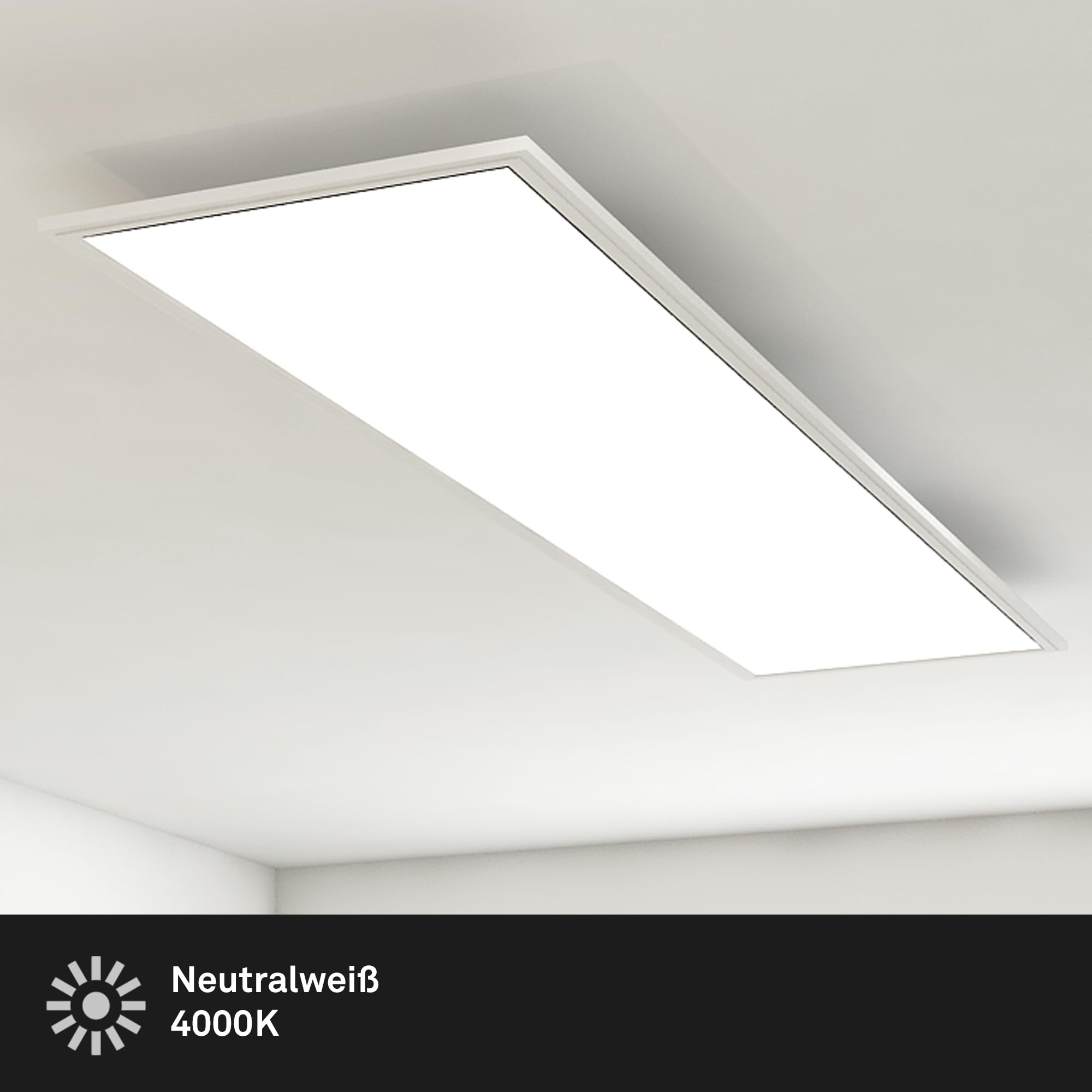 BRILONER - LED Deckenlampe ultraflach, neutralweiße Lichtfarbe, 38 Watt, 4100 Lumen, LED Deckenleuchte, Wohnzimmerlampe, Panel, Küchenlampe, Deckenbeleuchtung, 119,5x29,5x6 cm, Weiß