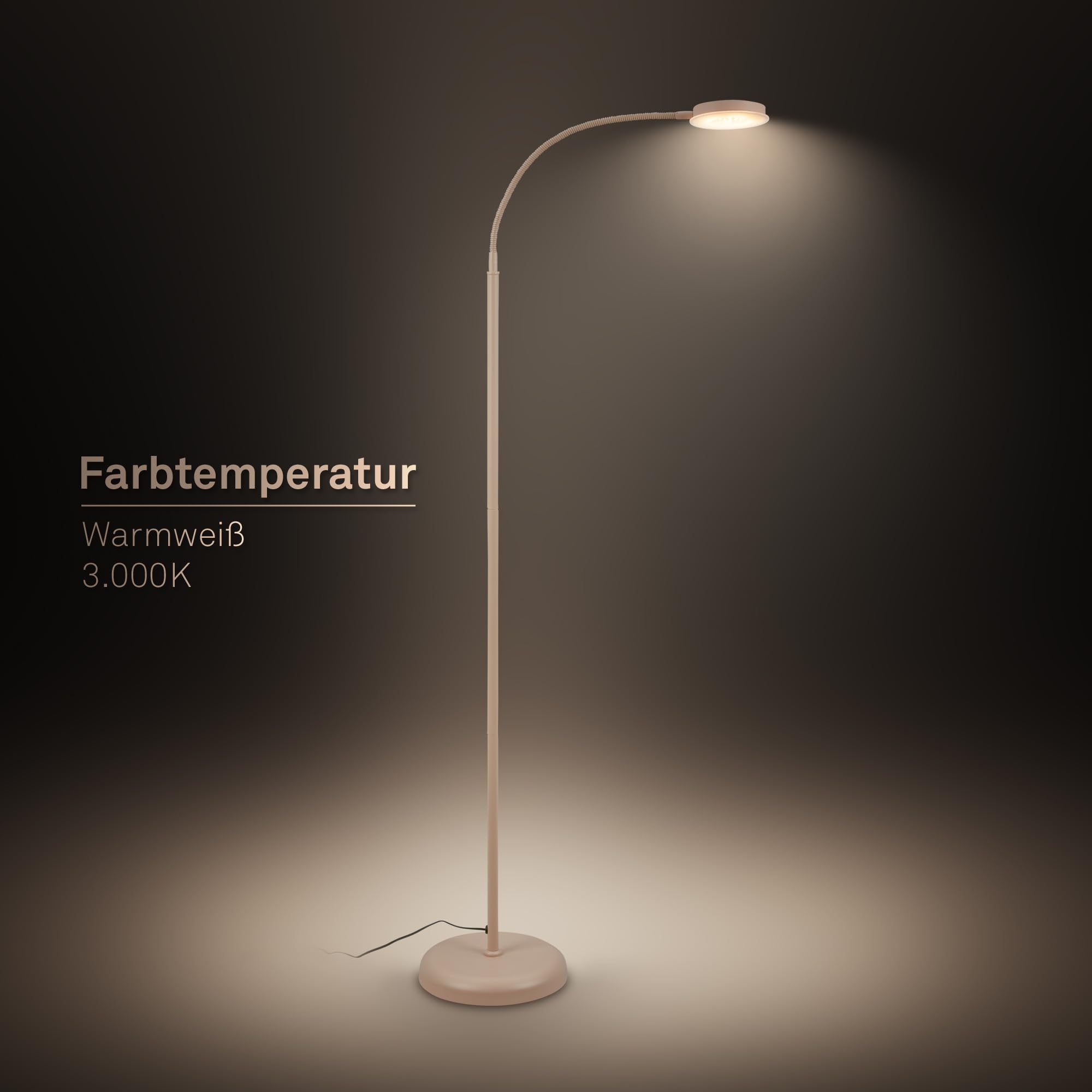 BRILONER - Stehlampe mit Touch, dimmbar, schwenkbar, Memoryfunktion, Leselampe, Wohnzimmerlampe, Schlafzimmer Deko, Deckenfluter, Standleuchte, Stehleuchte, 125,5 x 21 x 45 cm, Beige