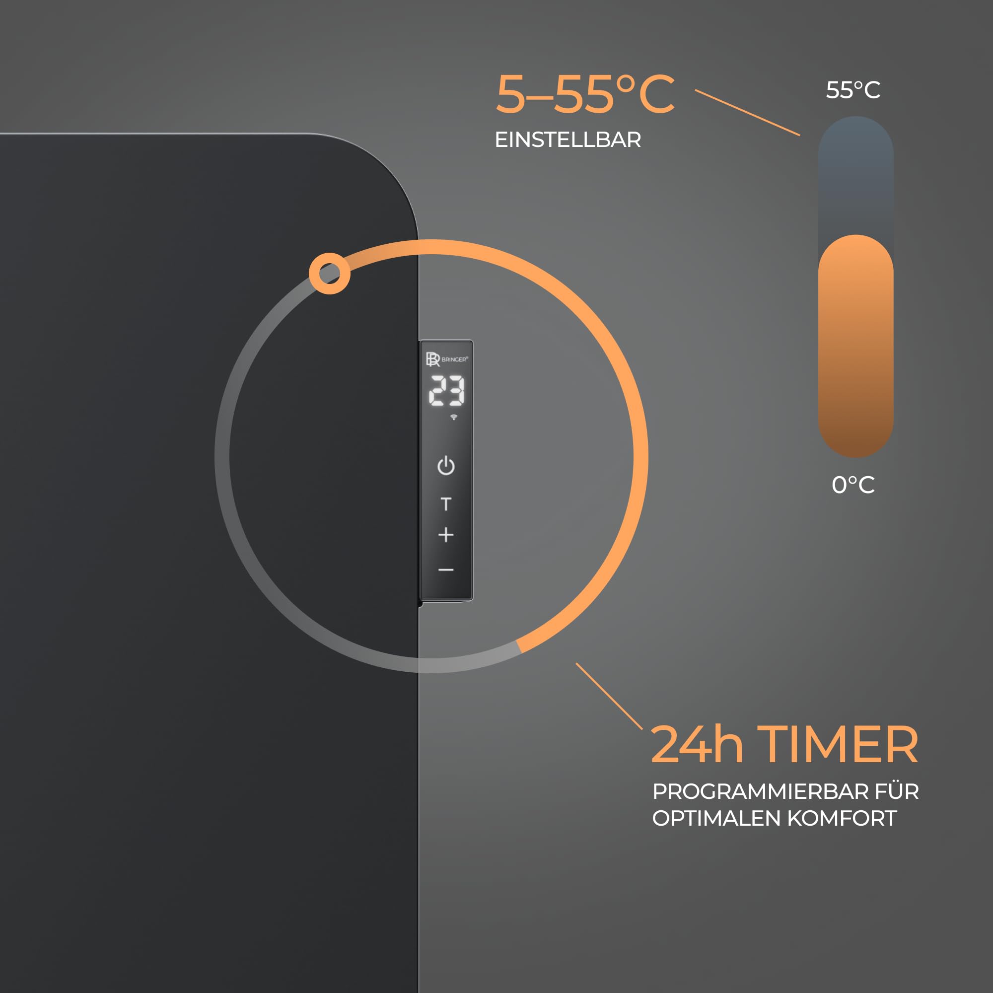 BR Bringer Infrarotheizung 750 Watt mit Smart Thermostat, WIFI & App - für Wandmontage oder als Standgerät für kleinere Räume bis 15m² - sehr Energiesparend - Deutsche Qualitätsmarke (weiß)