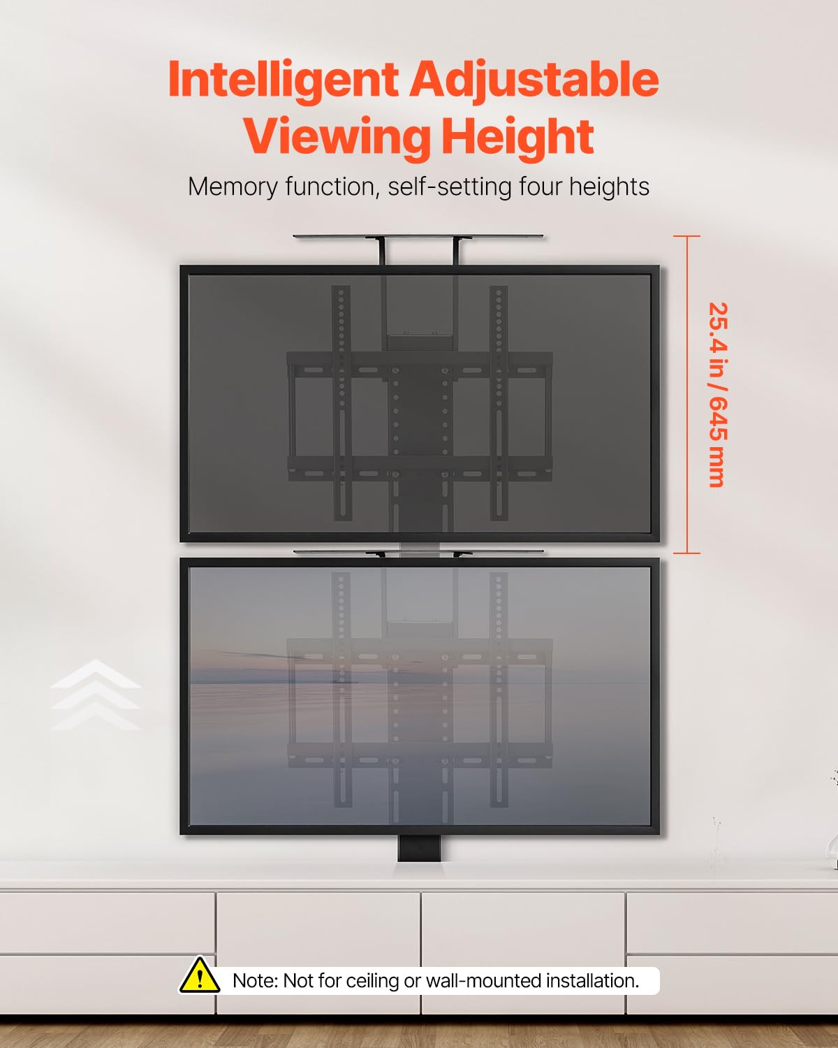 VEVOR Motorisierter TV-Liftständer verstellbare Halterung für TV-Liftständer (60 kg belastbar), vertikale elektrische TV-Halterung mit Fernbedienung, für 813-1397 mm (Nicht im Schrank)