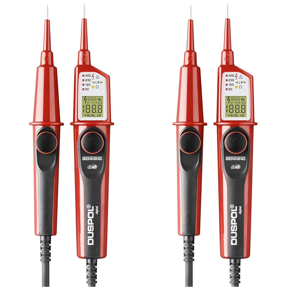 BENNING DUSPOL digital Digitaler True RMS Spannungsprüfer (Prüfart 2-polig, Spannungsmessbereich 1 V - 1000 V AC/ 1200 V DC, Durchgangsprüfung) 50263 (Packung mit 2)