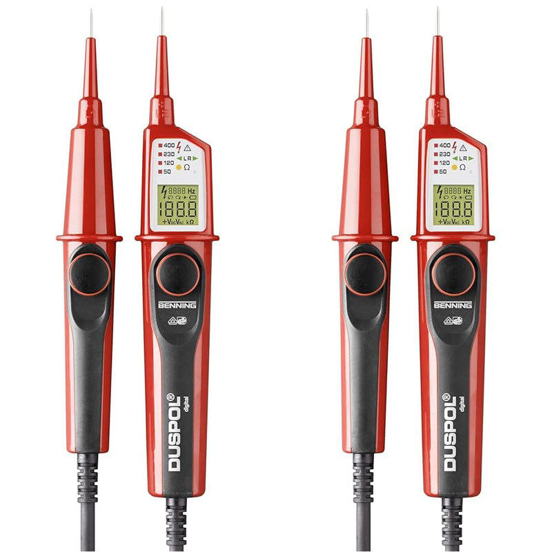BENNING DUSPOL digital Digitaler True RMS Spannungsprüfer (Prüfart 2-polig, Spannungsmessbereich 1 V - 1000 V AC/ 1200 V DC, Durchgangsprüfung) 50263 (Packung mit 2)