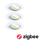 Paulmann 92466 LED Einbauleuchte Base Smart Home Zigbee Basisset schwenkbar rund 230V 3x4,9W 3x420lm dimmbar 90mm Weiß Metall RGBW+