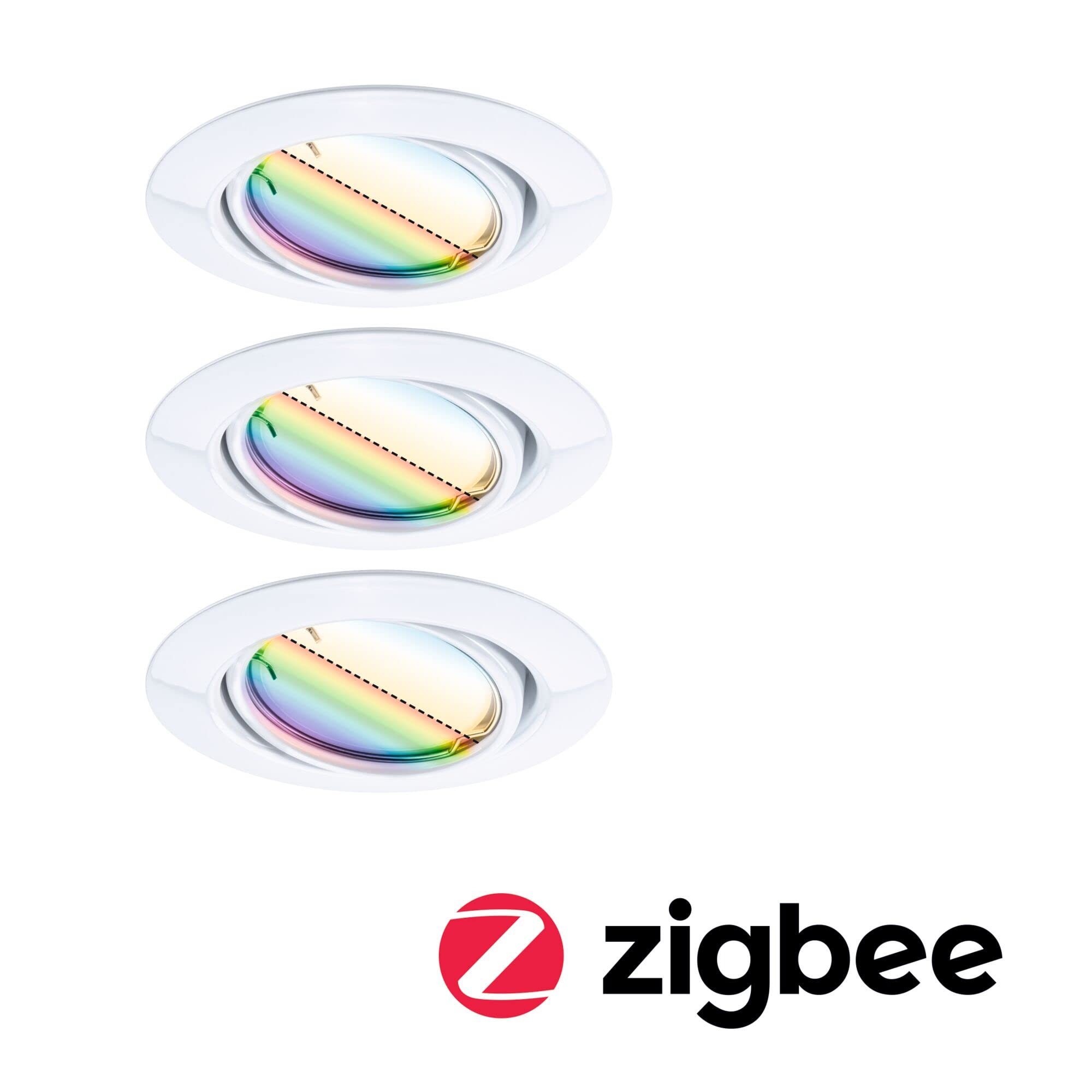 Paulmann 92466 LED Einbauleuchte Base Smart Home Zigbee Basisset schwenkbar rund 230V 3x4,9W 3x420lm dimmbar 90mm Weiß Metall RGBW+