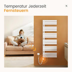 EMKE Badheizkörper Elektrisch 1320x500 mm, WiFi Intelligenter Handtuchheizkörper Elektrisch mit Thermostat, Elektrischer Handtuchwärmer Handtuchtrockner mit Heizstab Weiß 800W