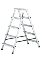 DRABEST Klappleiter Klapptritt Alu Leiter 2 x 5 Stufen Trittleiter Beidseitig Mehrzweckleiter bis 125 kg Belastbar Leiter